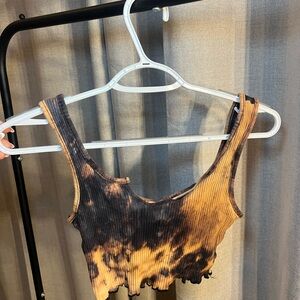 SHEIN Black and Gold Asymmetrical Crop Tank Top